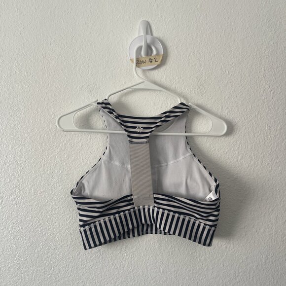Athleta Sports Bra Sz MEDIUM Navy White Padded Yoga - Picture 6 of 6